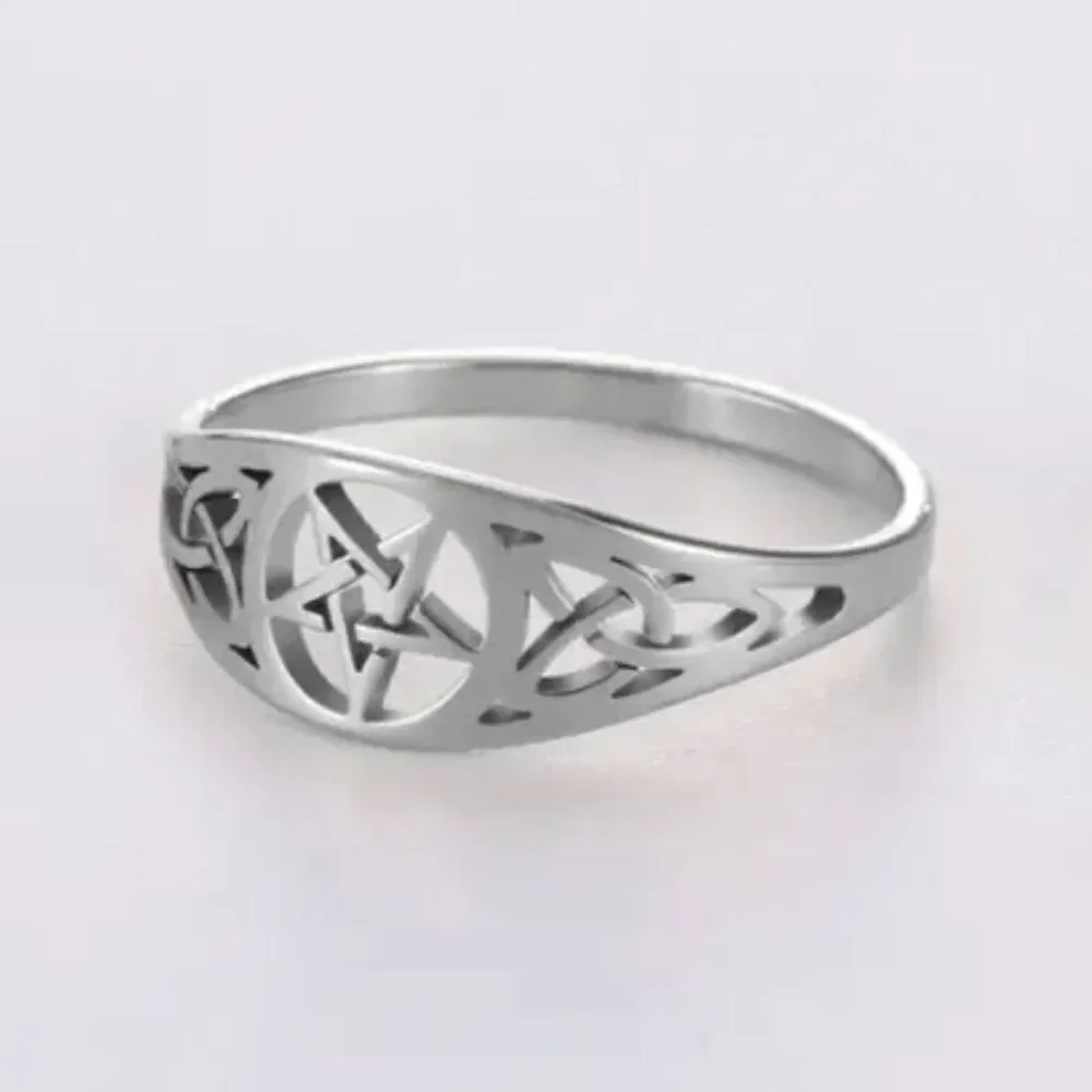 Irish Knot Celtic Star Pentagram Silver‎ Ring Sz 9